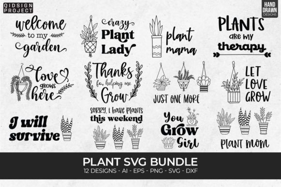 12 Plant Svg Bundle Graphics for Crafts