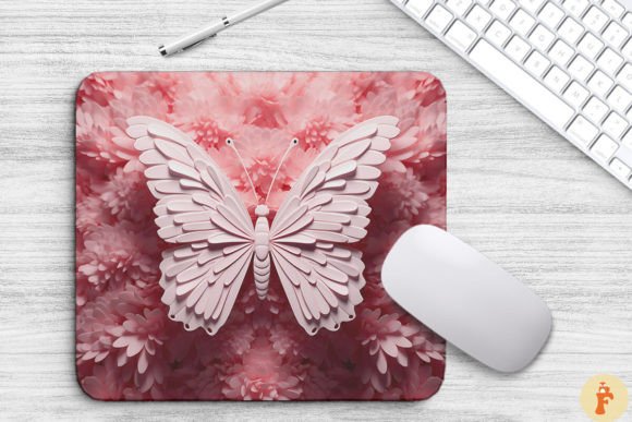 3D Pink Butterfly on Flowers Graphics for Backgrounds
