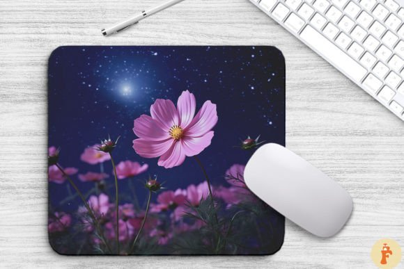 Beautiful Pink Flower Blossom at Night Graphics