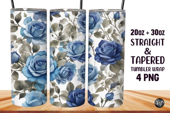 Blue Roses Sub Graphics for Tumbler Wraps