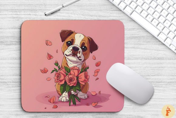 Cute Boxer Dog with Bouquet