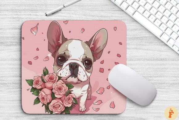 Cute Bulldog Dog with Bouquet Graphics