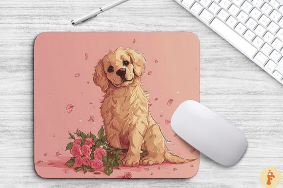 Cute Golden Retriever Dog with Bouquet