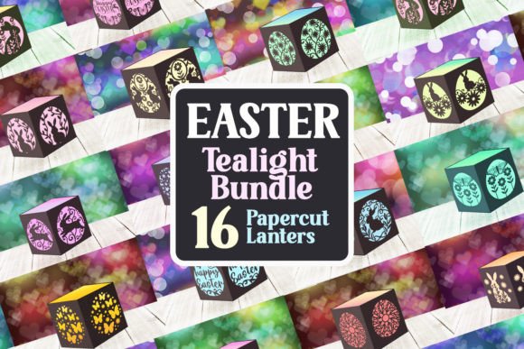 Easter Tealight Bundle for Graphics and Print Templates