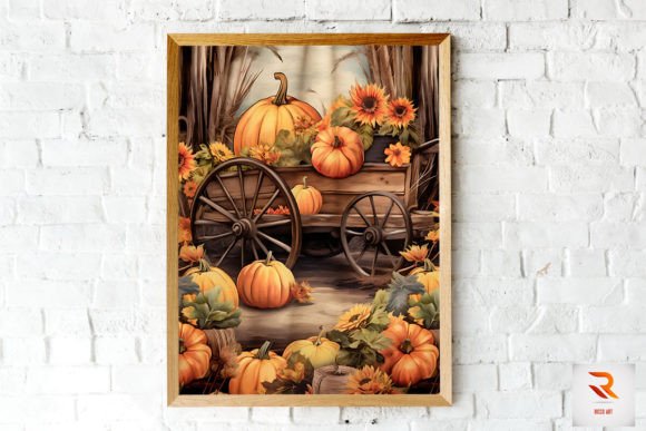 Fall Pumpkin in Wagon Wall Art Graphics