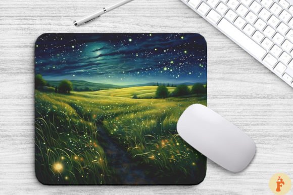 Field of Waving Grass at Starry Night Graphics