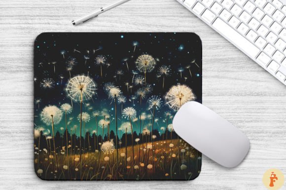 Field of White Dandelions Under Star Sky Graphics