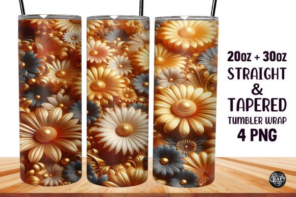 Flowers 3D Tumbler Sublimation 20oz Wrap Graphics