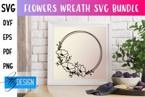 Flowers Wreath SVG Graphics for Crafts