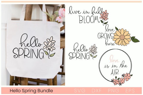 Hello Spring Floral SVG Bundle Graphics