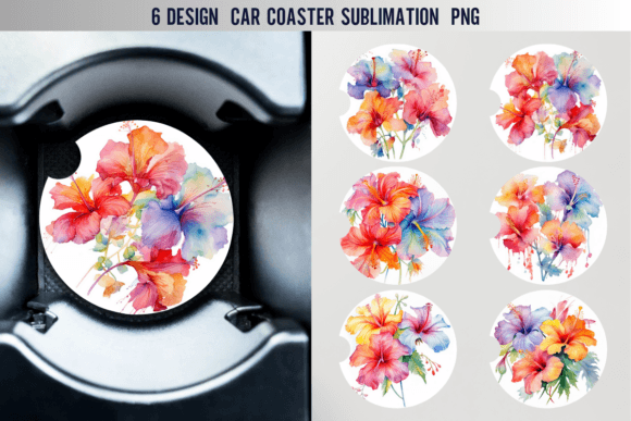 Hibiscus Flowers Car Coaster Graphics for Local Branding