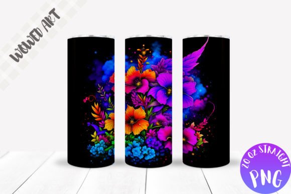 Neon Flowers Tumbler Wrap