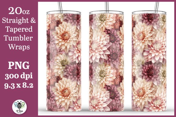 Pink and Cream Florals 20oz Tumbler Wrap