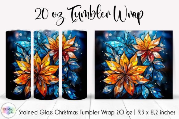 Poinsettia Flowers Stained Glass Tumbler - A Festive Graphic for Branding