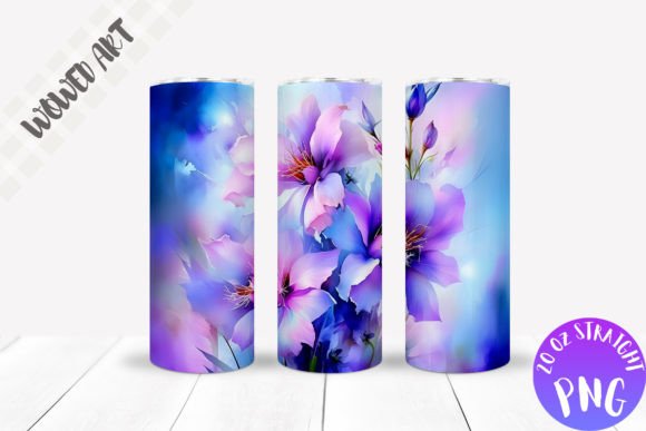 Purple Flowers 20oz Skinny Tumbler Wrap Graphics