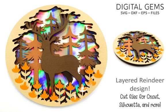 Reindeer Layered Shadowbox Design Graphics for Crafts