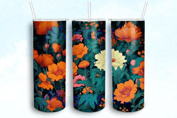 Retro Flowers Tumbler Graphics for Local Branding