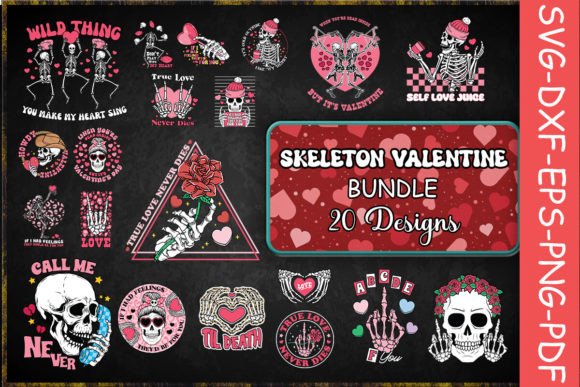 Skeleton Valentine Graphics for Crafts