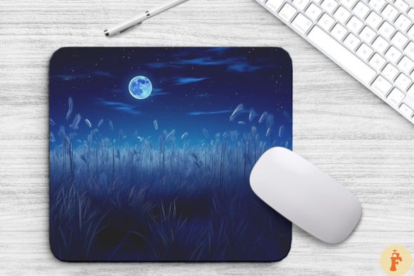 The Reed Field with Moon at Windy Night Graphics