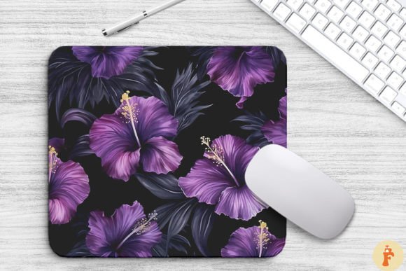 Tropical Lavender Hibiscus Graphics for Editorial Design