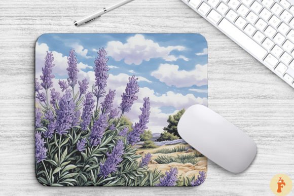 Watercolor Lavender Flowers in Field Graphics
