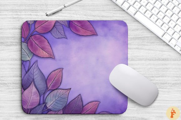 Watercolor Purple Leaf Mouse Pad Design Graphics