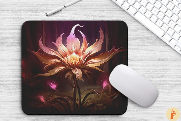 Whimsical Alien Brown Flower Mouse Pad Graphics