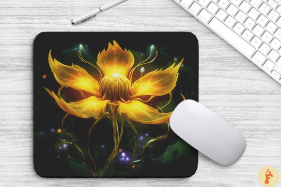 Whimsical Alien Yellow Flower Mouse Pad Graphics