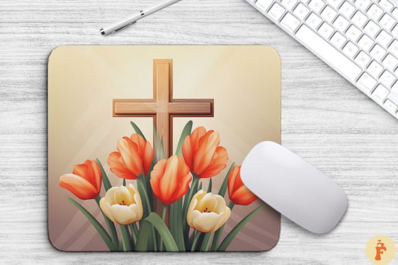 Wooden Cross with Tulip Flowers Graphics